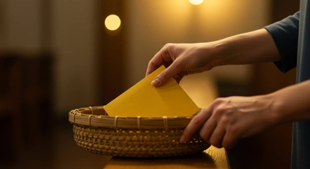 Membro Depositando Envelope com Dízimo