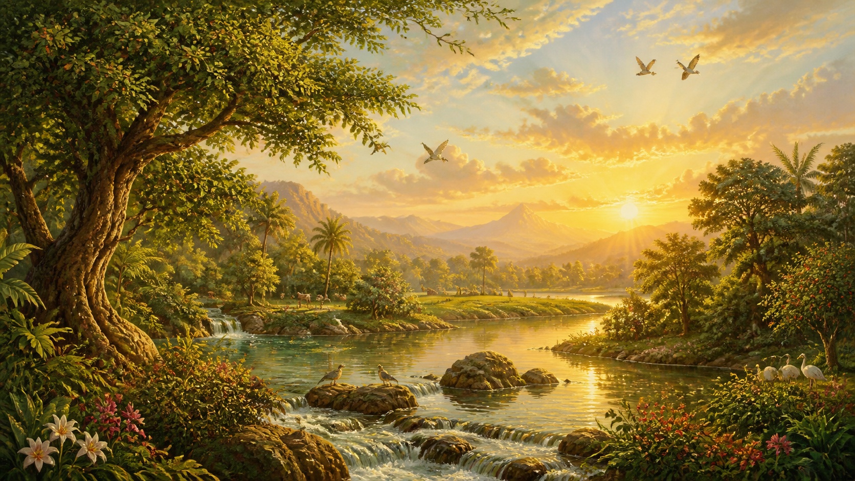 Paisagem da criacao primordial em luz natural