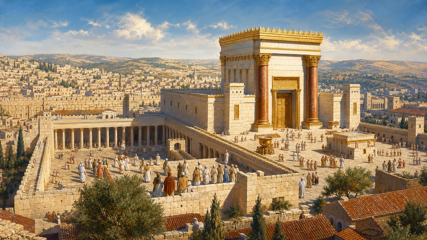 Vista do Templo de Jerusalem em pedra