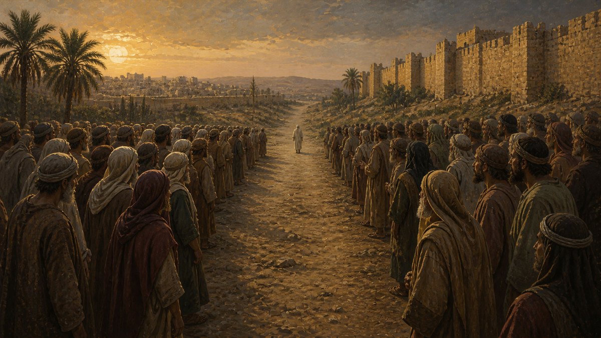 A multidão parada na estrada de Jericó quando Jesus mandou chamar Bartimeu