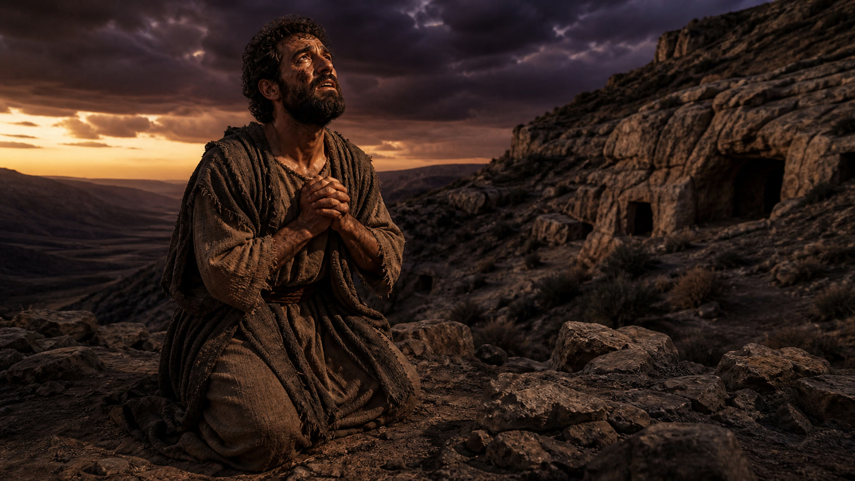 Davi em oração e angústia no deserto clamando até quando no Salmo 13