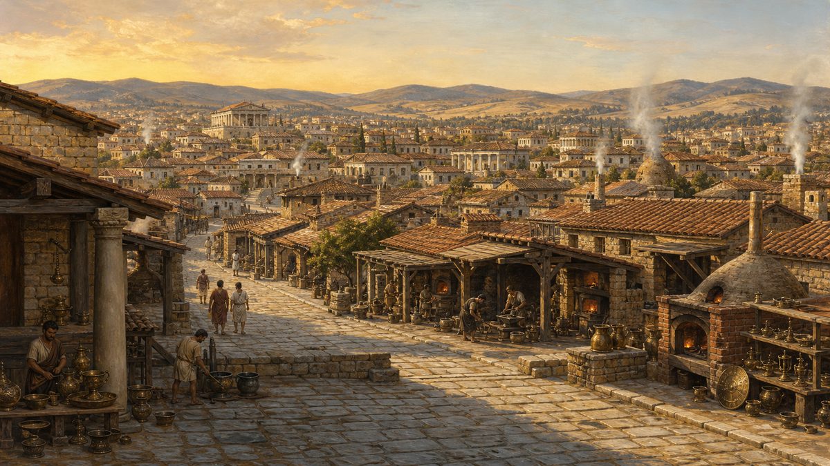 Reconstituição histórica da antiga cidade de Tiatira na Ásia Menor