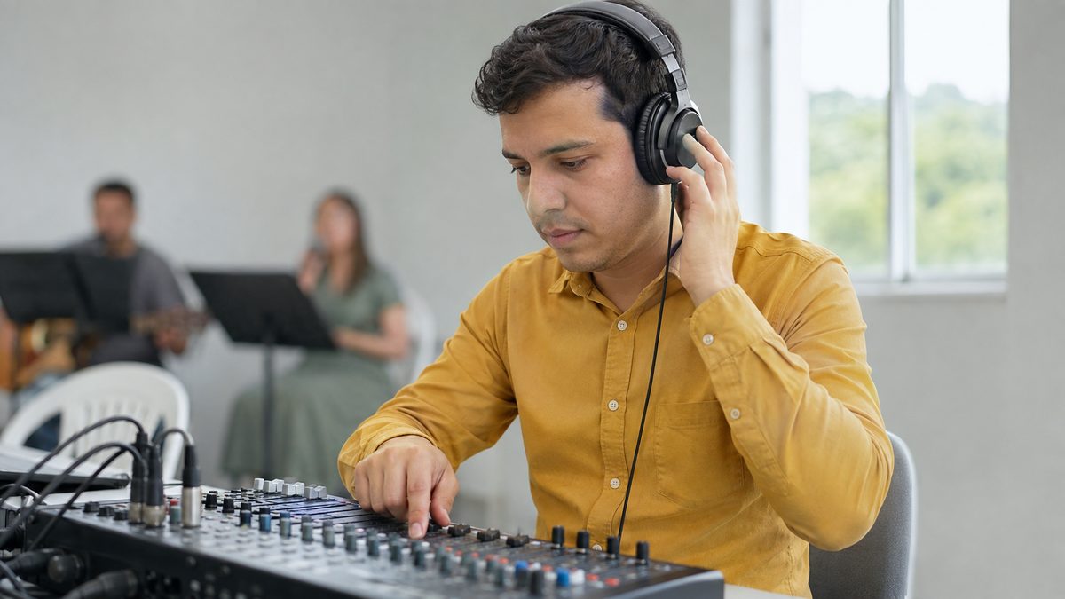 Técnico de Som do Ministério de Louvor na Mesa